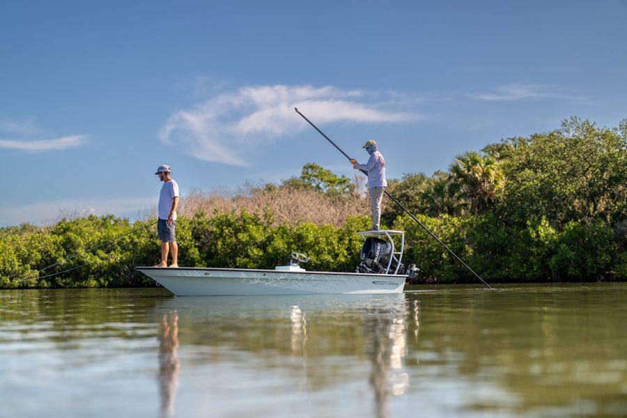 Tanner on the platform, client on the bow